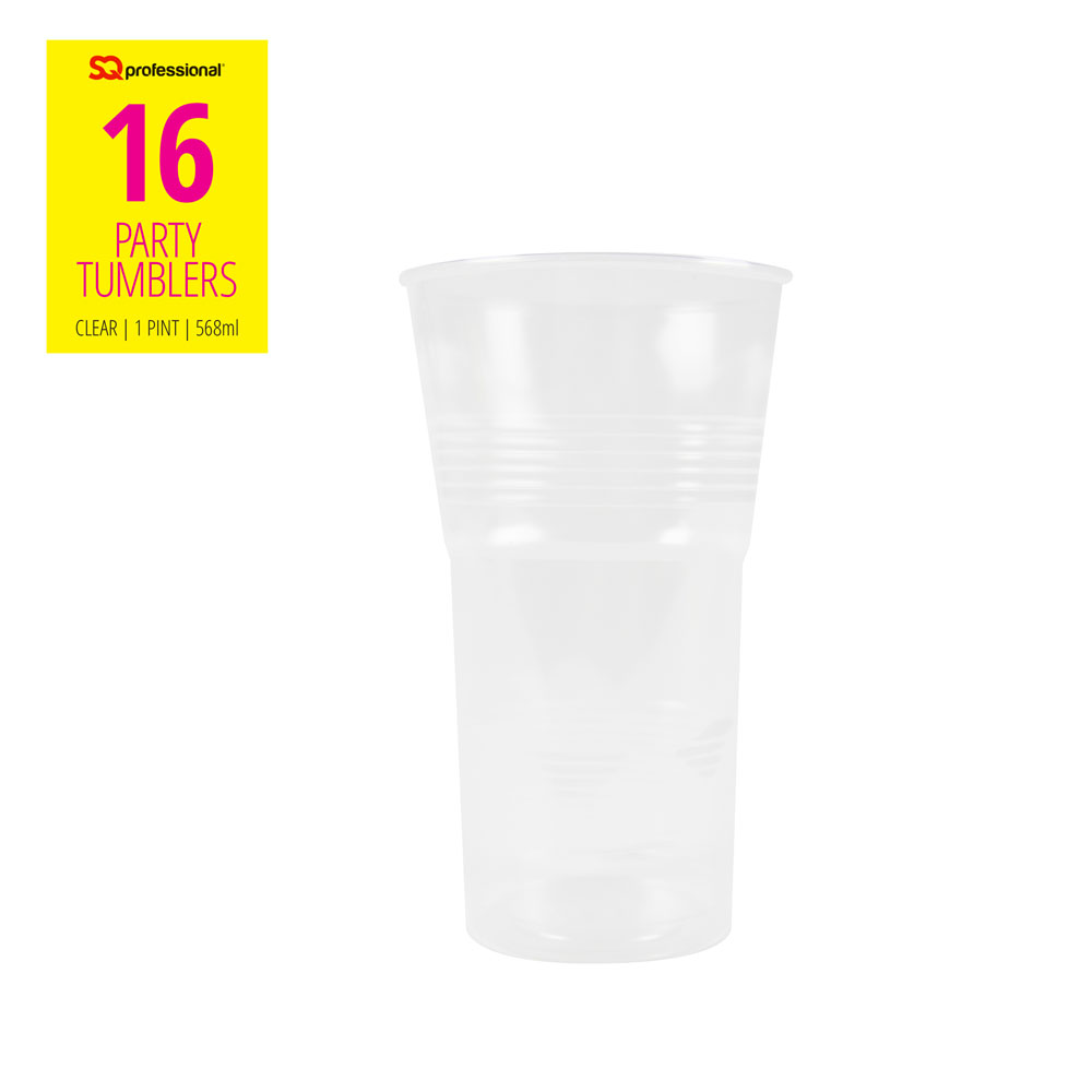 SQ Professional - Reusable Party Tumblers 16pc 1 Pint 568ml 