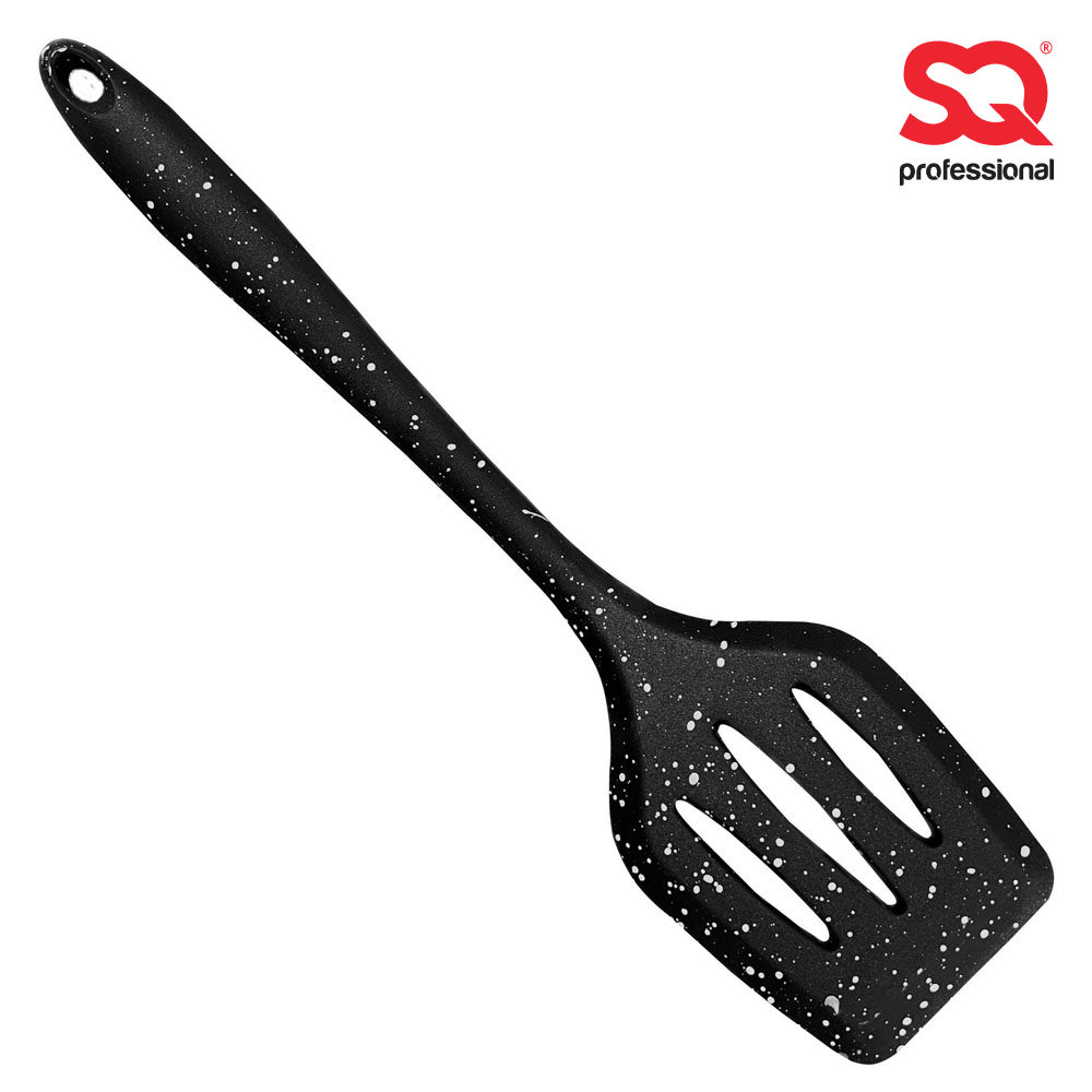 SQ Professional - Speckled Silicone Slotted Spatula Black 6.8x30cm