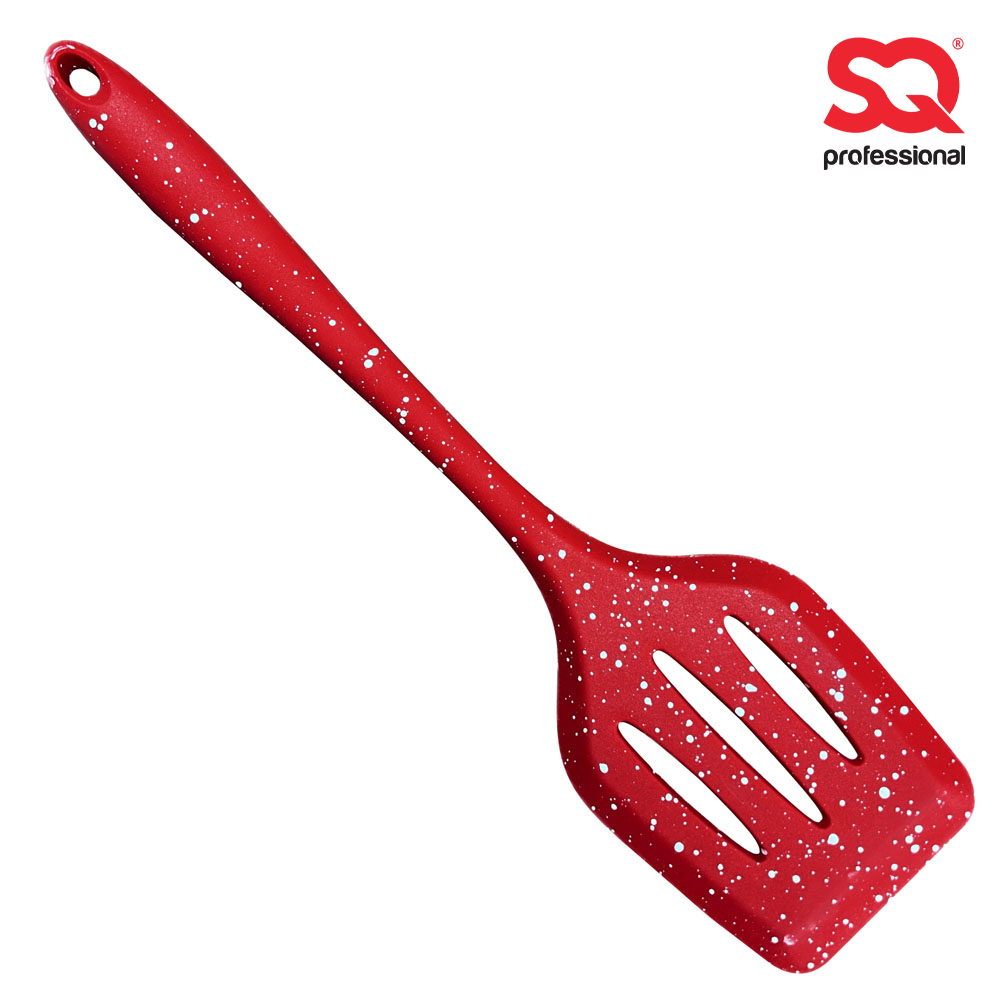 SQ Professional - Speckled Silicone Slotted Spatula Red 6.8x30cm