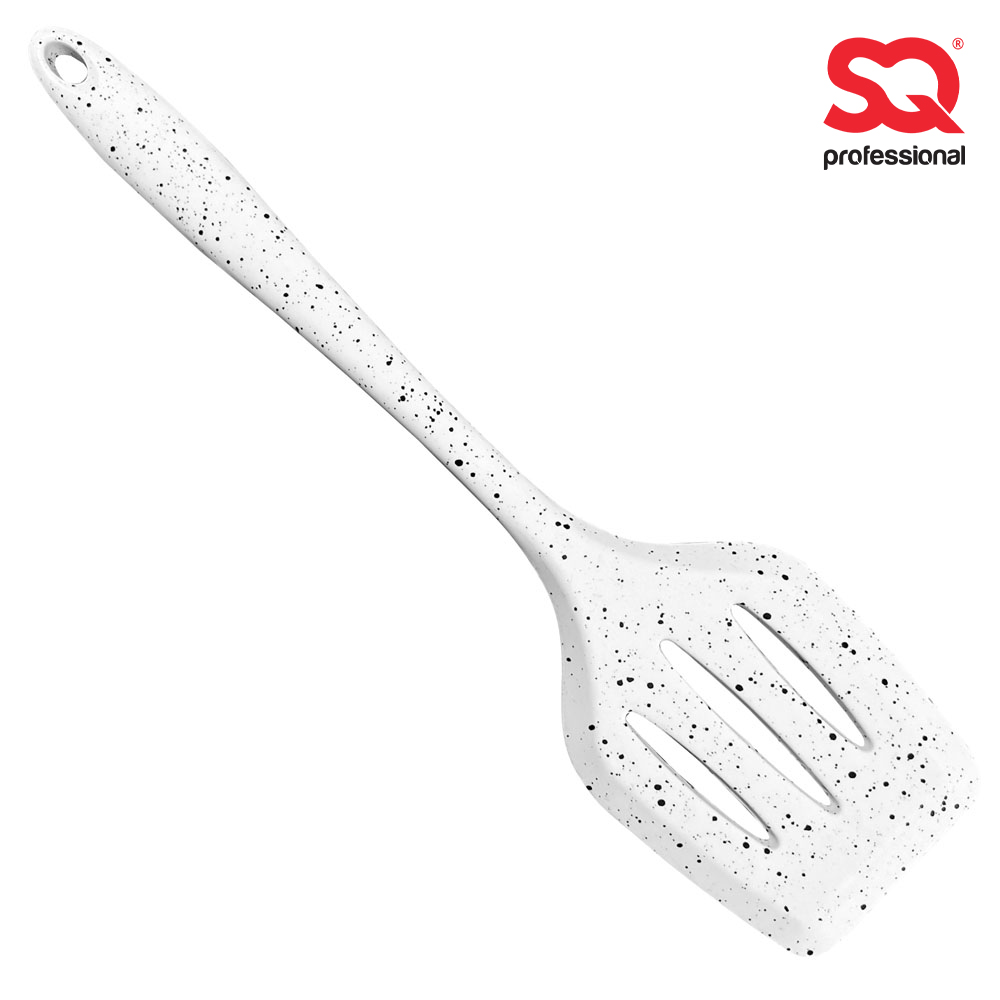 SQ Professional - Speckled Silicone Slotted Spatula White 6.8x30cm