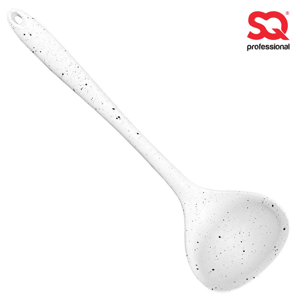 SQ Professional - Speckled Silicone Ladle White 8.5x28.5cm