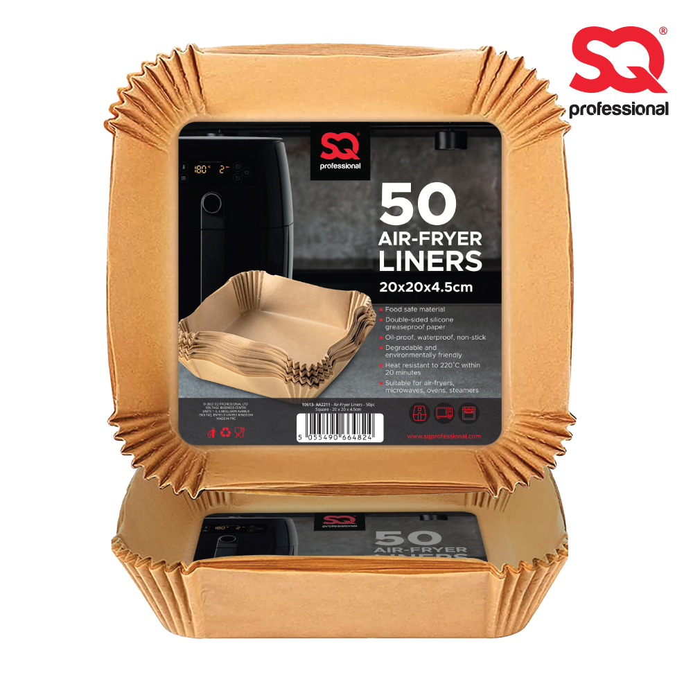 SQ Professional - Air-Fryer Liners 50pc Square 20x20x4.5cm