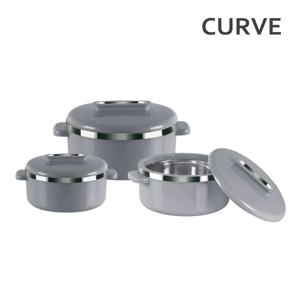 SQ Professional - Curve Insulated Hot Pot Set 3pc Grey 1.0-1.5-2.5L