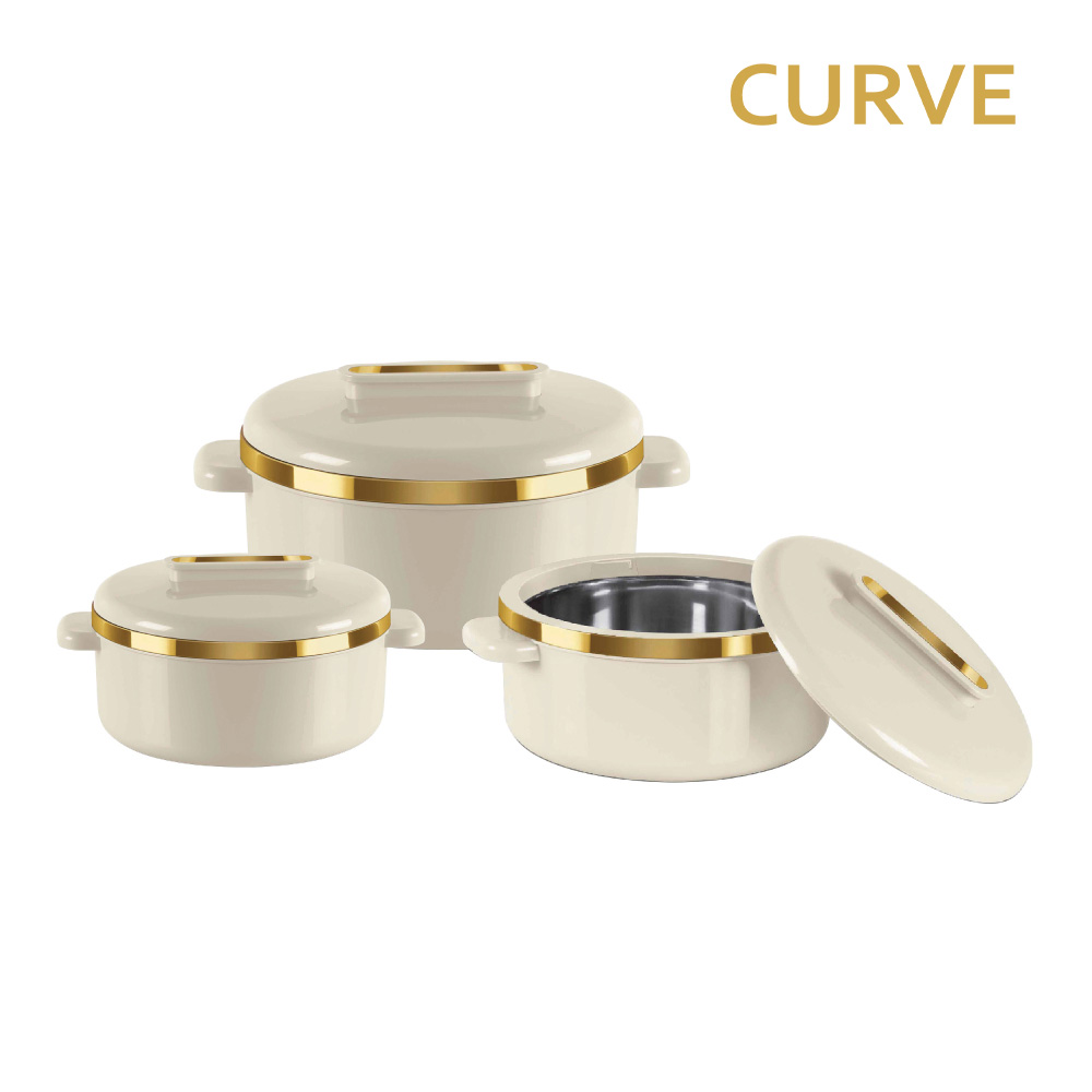 SQ Professional - Curve Insulated Hot Pot Set 3pc Cream 1.0-1.5-2.5L