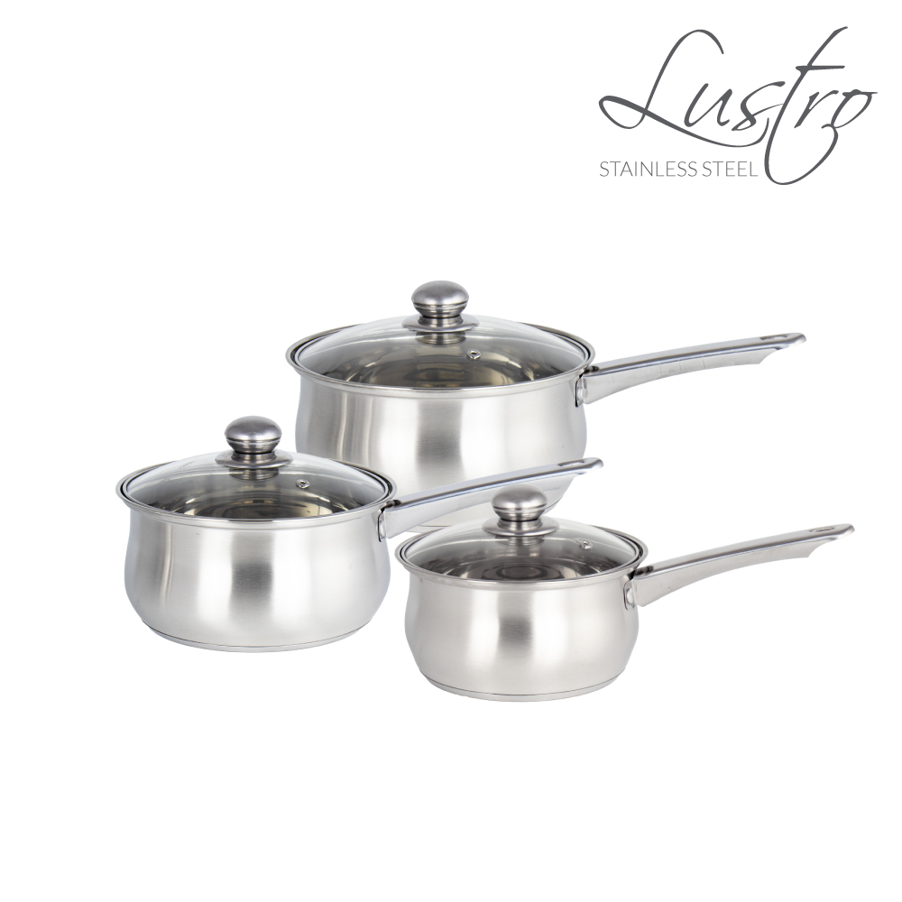 SQ Professional - Lustro Stainless Steel Saucepan Set 3pc Silver 