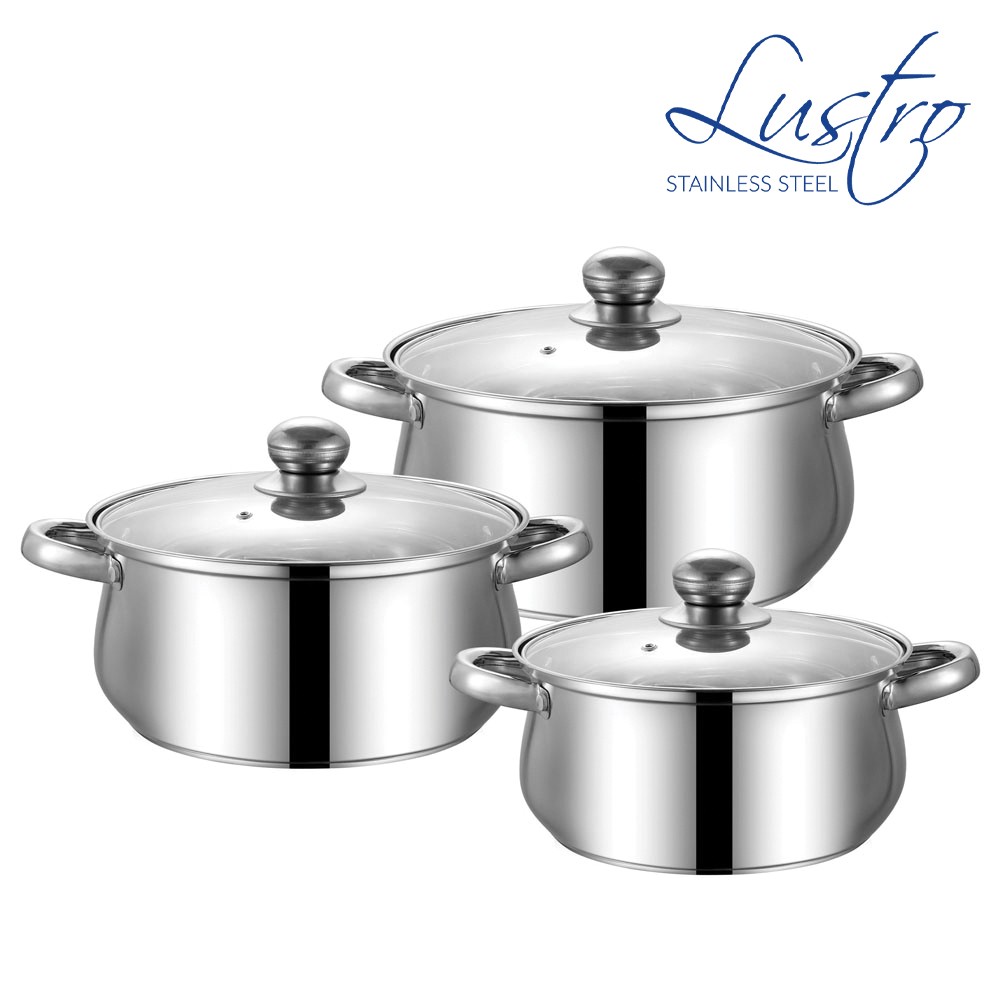 SQ Professional - Lustro Stainless Steel Stockpot Set 3pc 20-22-24cm