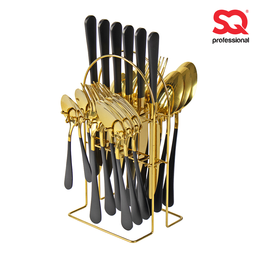 SQ Professional - Cutlery Set 24pc Gold-Black 010