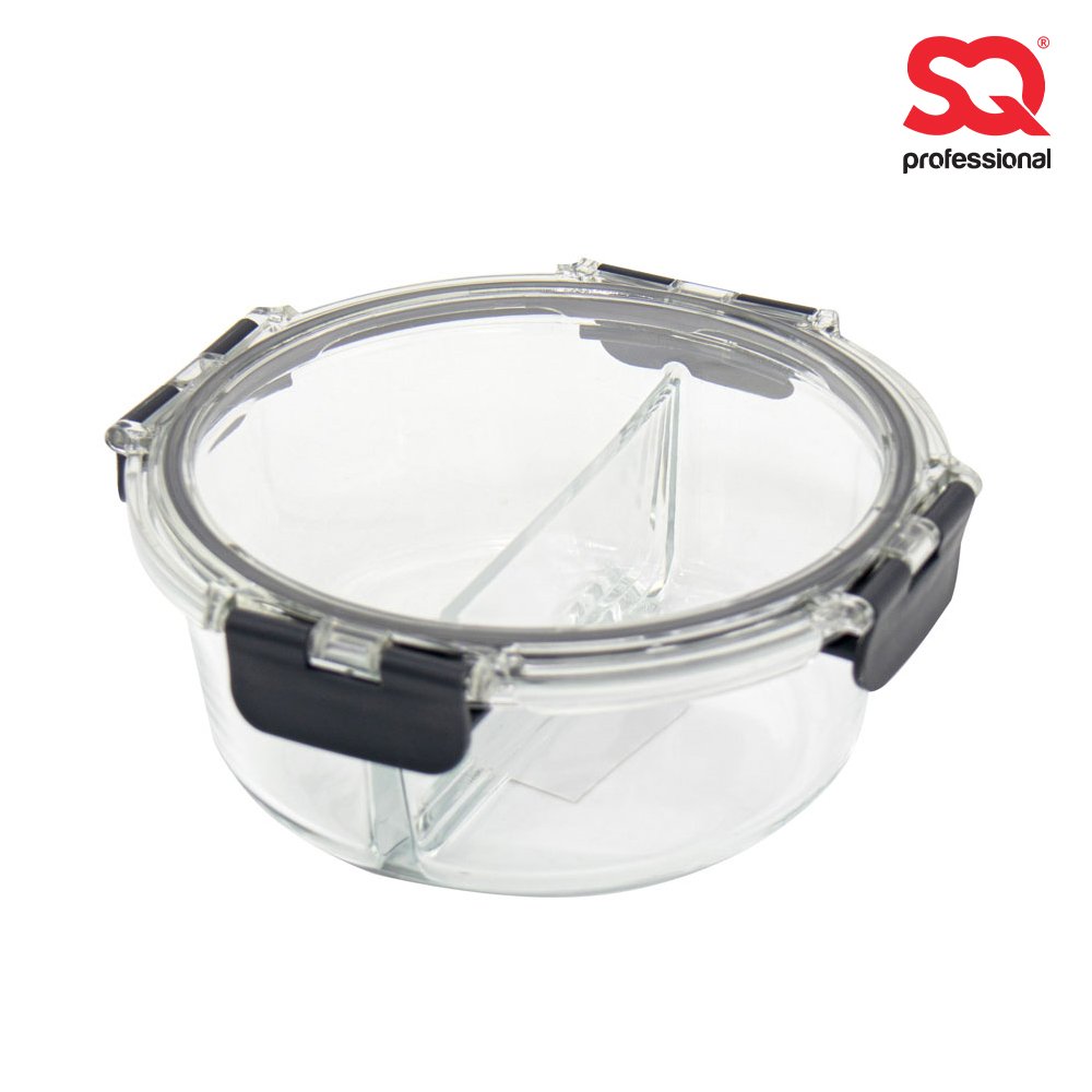 SQ Professional - Glass Food Storage Container Crisper Round 2 Sections 850ml