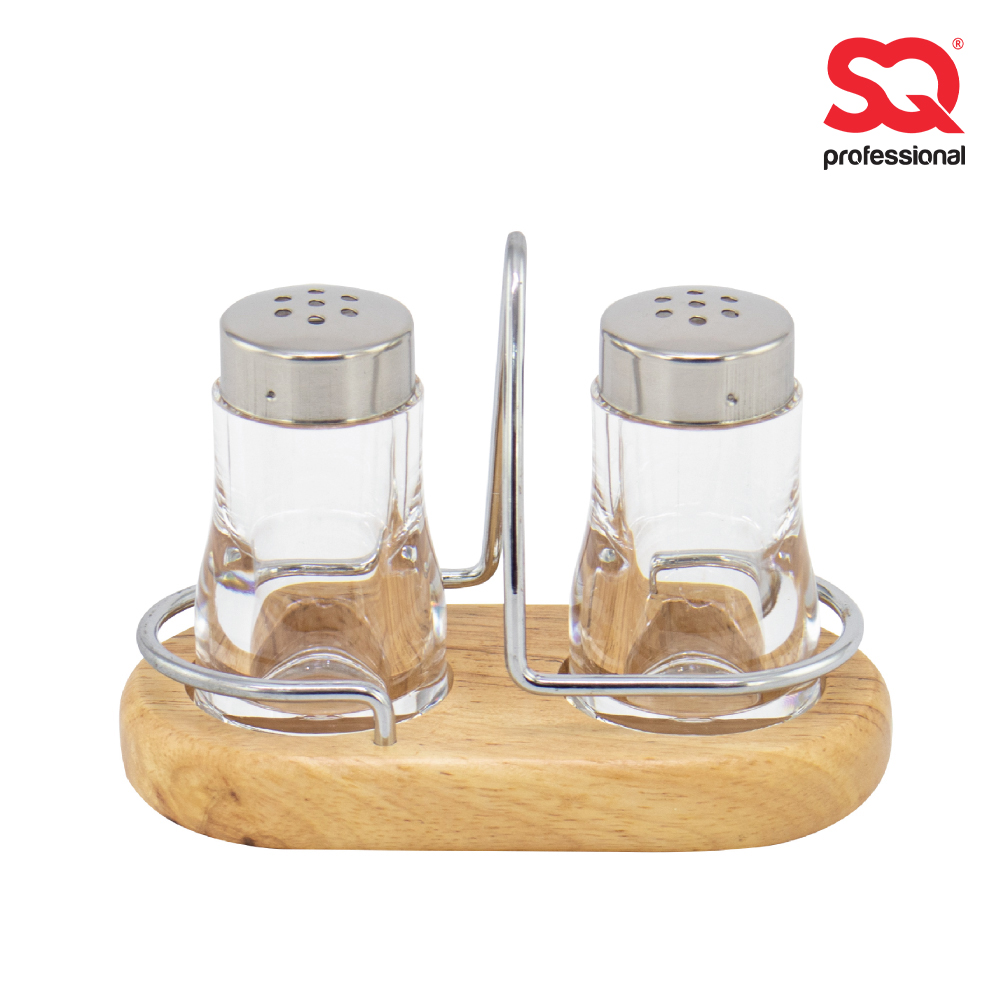 SQ Professional - Salt and Pepper Shaker w Wooden Holder LY-B2414