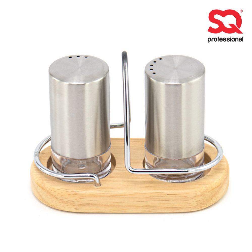 SQ Professional - Salt and Pepper Shaker w Wooden Holder LY-B1392