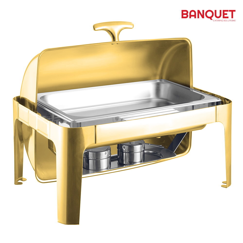 SQ Professional - Banquet Chafing Dish w Roll Top Oblong Gold 9L