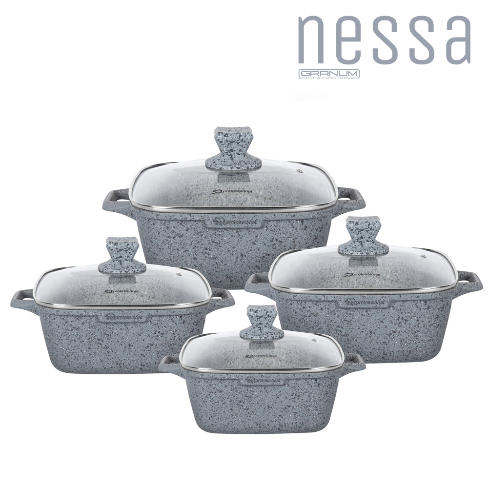 SQ Professional - SQ Professional Nessa Granum Die-Cast Stockpot Set 3pc Grey