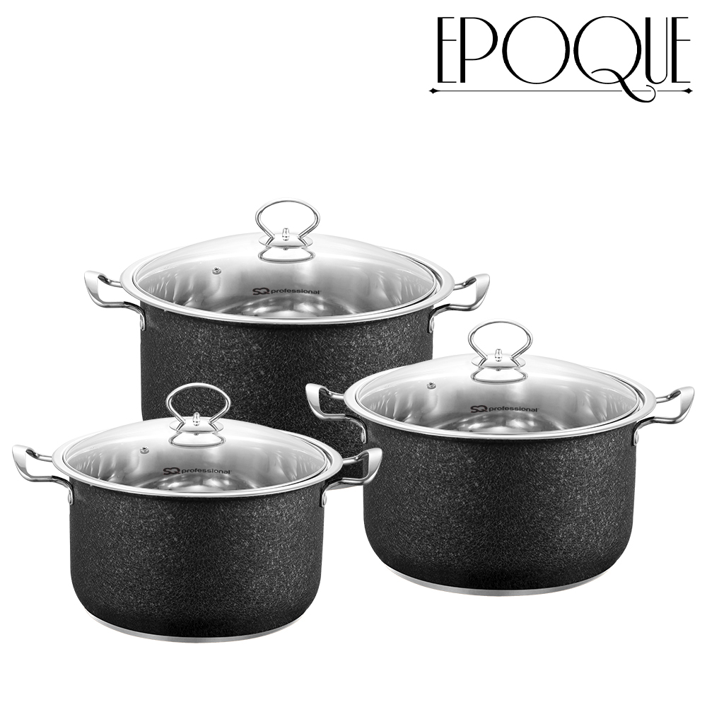 SQ Professional - Epoque Stainless Steel Stockpot Set 3pc Black