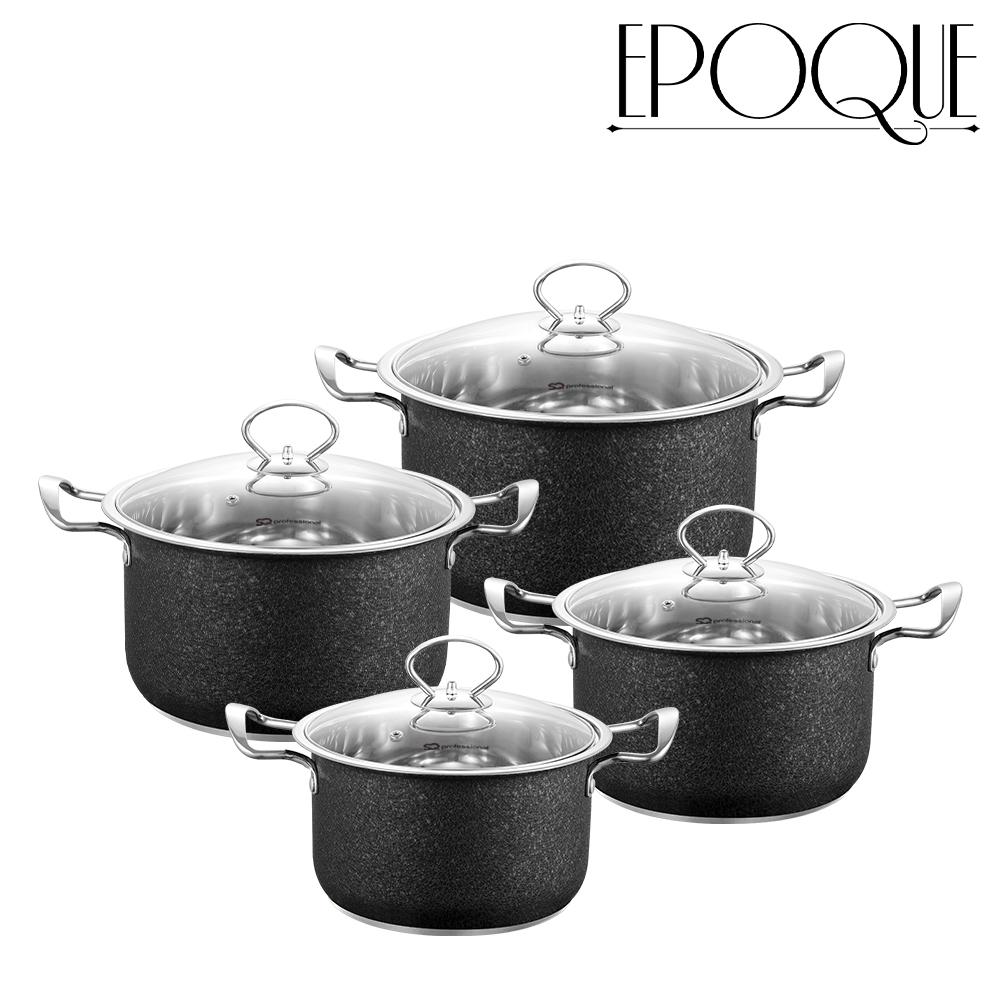 SQ Professional - Epoque Stainless Steel Stockpot Set 4pc Black