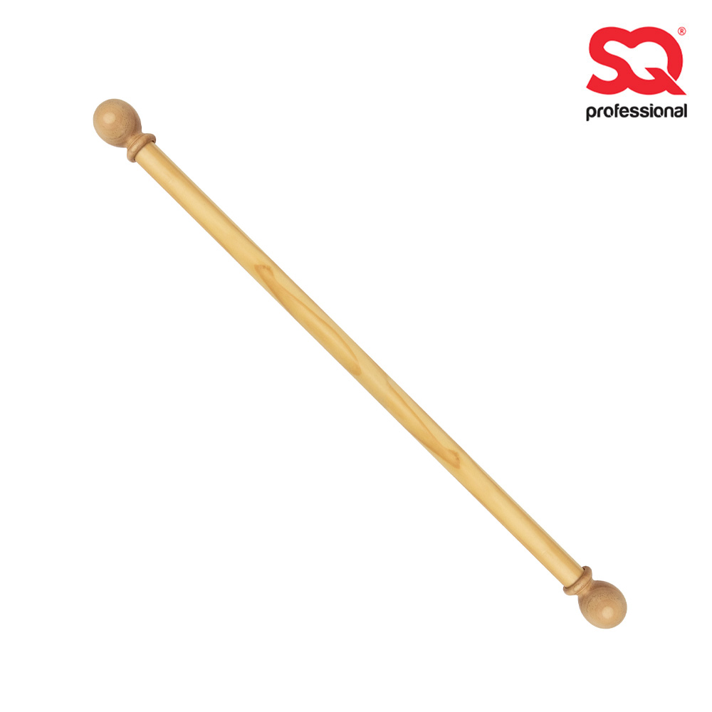 SQ Professional - Wooden Curtain Pole w Orb Finials Light Wood 2 Brackets 15 Rings 28mm 150cm