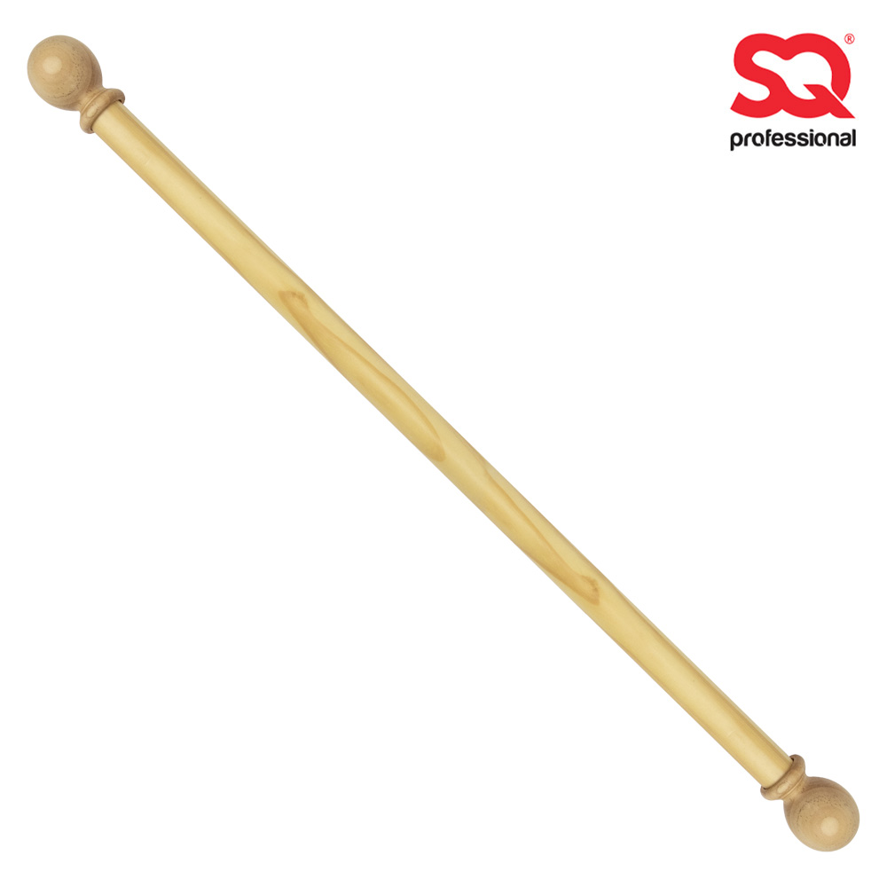 SQ Professional - Wooden Curtain Pole w Orb Finials Light Wood 3 Brackets 20 Rings 28mm 200cm