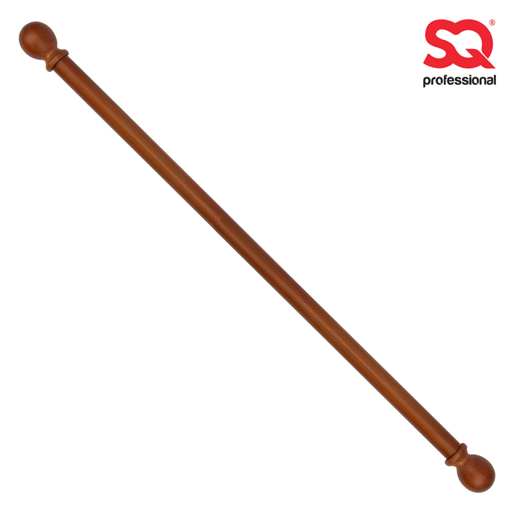 SQ Professional - Wooden Curtain Pole w Orb Finials Dark Wood 3 Brackets 20 Rings 28mm 200cm