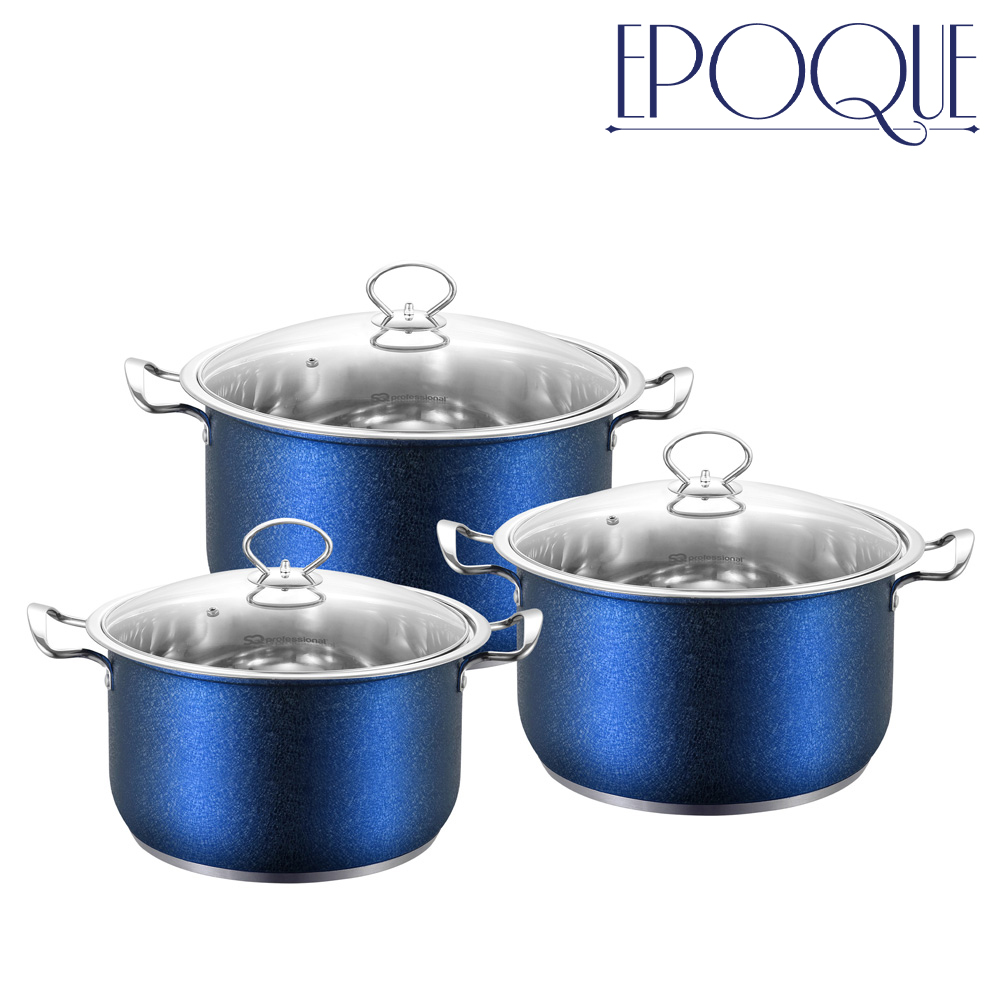 SQ Professional - Epoque Stainless Steel Stockpot Set 3pc Blue