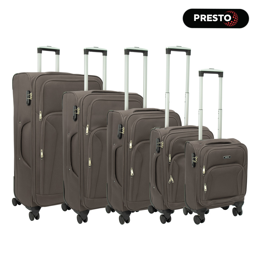 SQ Professional - Presto Suitcase Set 5pc Brown 41-51-61-71-81cm