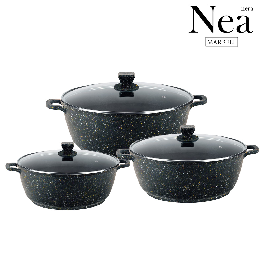 SQ Professional - Nea Marbell Die-Cast Stockpot Set 3pc Nera