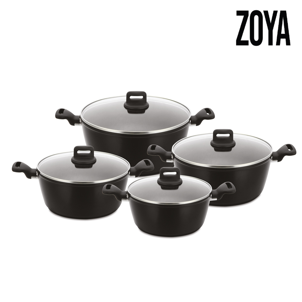 SQ Professional - Zoya Forged Stockpot Set 4pc Black 20-24-28-32cm 