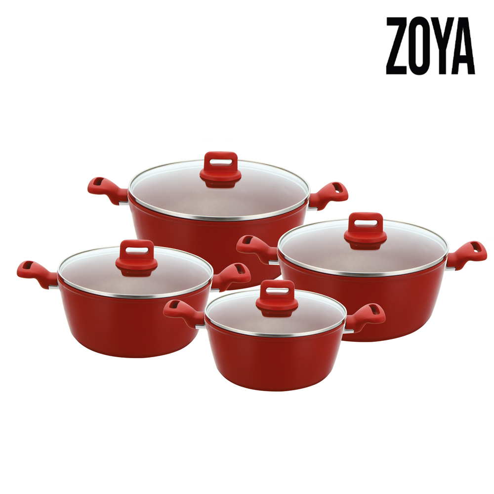 SQ Professional - Zoya Forged Stockpot Set 4pc Red 20-24-28-32cm 