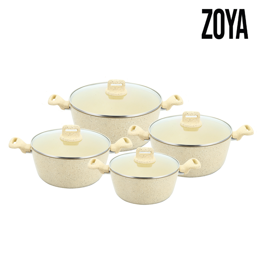 SQ Professional - Zoya Forged Stockpot Set 4pc Marbled Cream 20-24-28-32cm