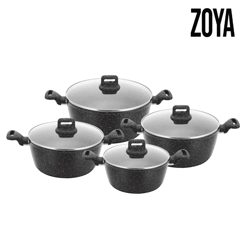 SQ Professional - Zoya Forged Stockpot Set 4pc Marbled Black 20-24-28-32cm