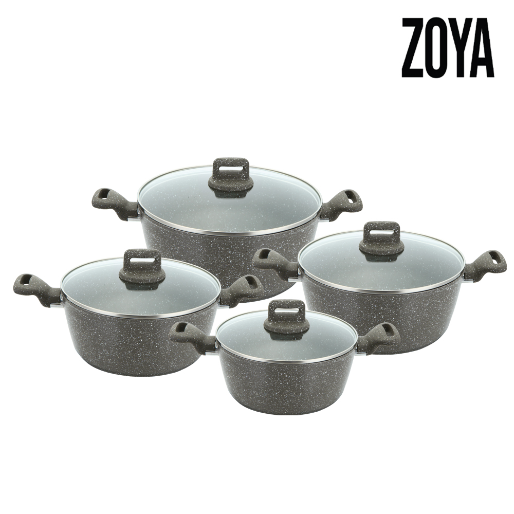 SQ Professional - Zoya Forged Stockpot Set 4pc Marbled Grey 20-24-28-32cm