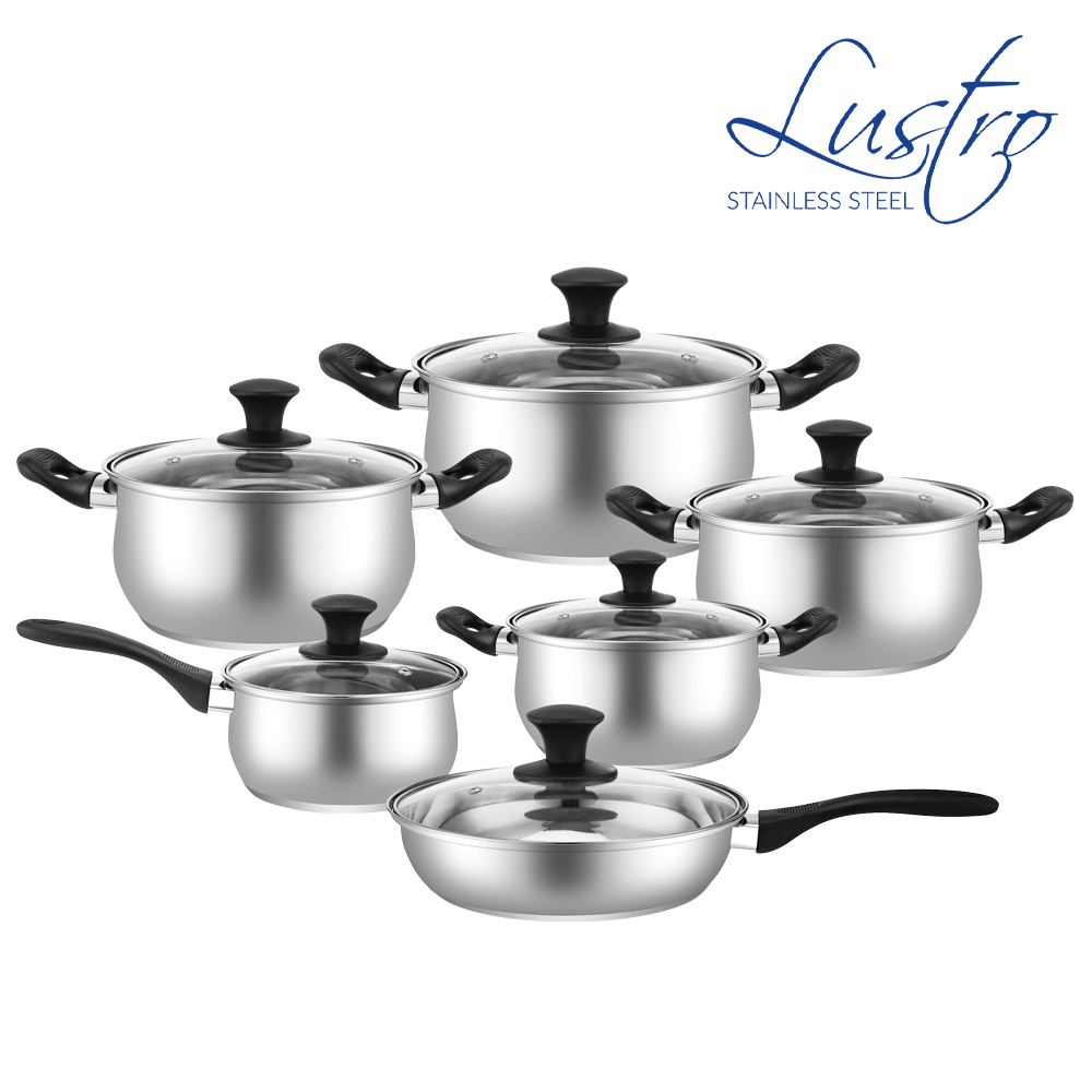 SQ Professional - Lustro Stainless Steel Cookware Set 6pc Black