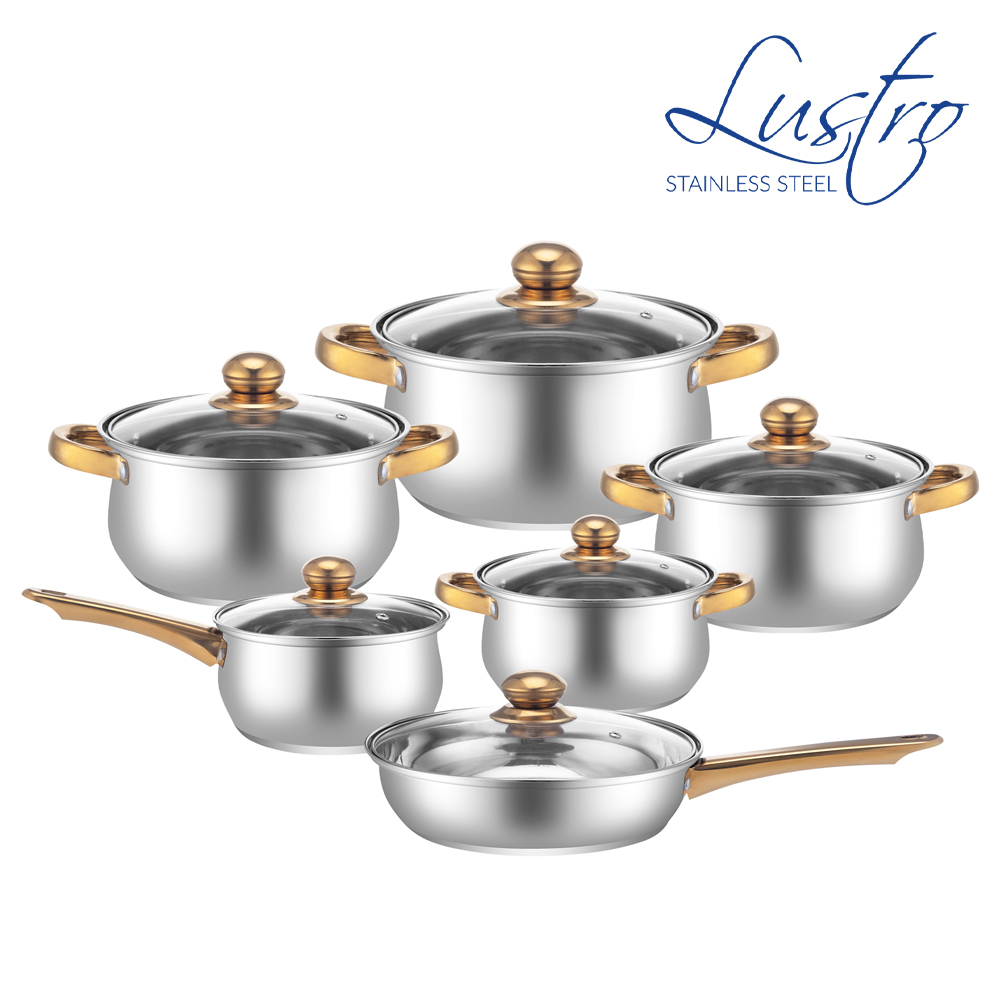 SQ Professional - Lustro Stainless Steel Cookware Set 6pc Gold 