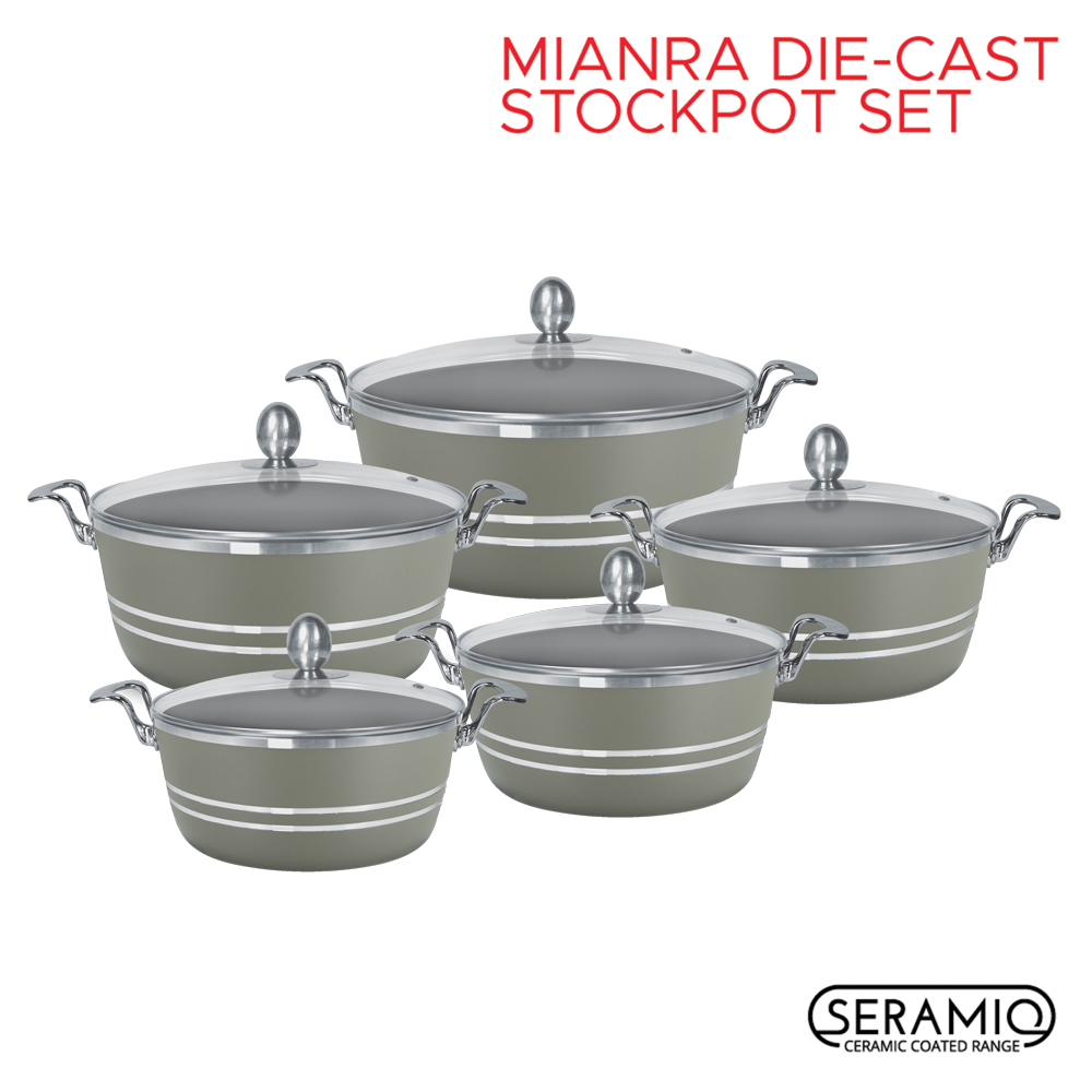 SQ Professional - Mianra Die-cast Stockpot Set 4pc Moonstone 20-24-28-32cm