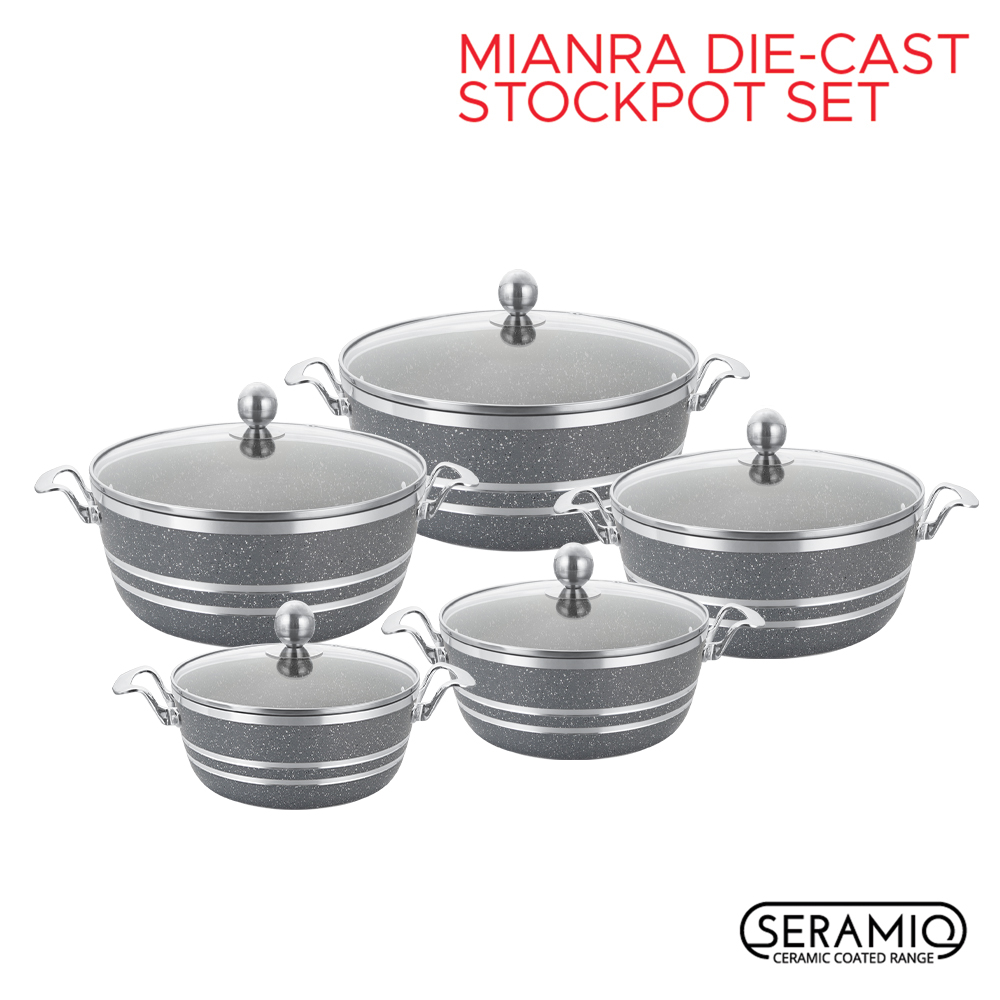 SQ Professional - Mianra Die-cast Stockpot Set 4pc Chromite Grey