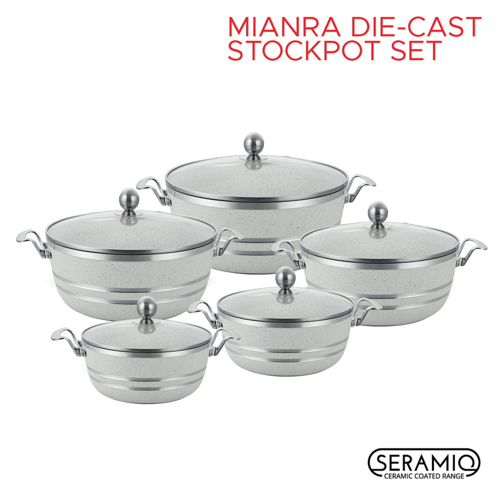 SQ Professional - Mianra Die-cast Stockpot Set 4pc Howlite White