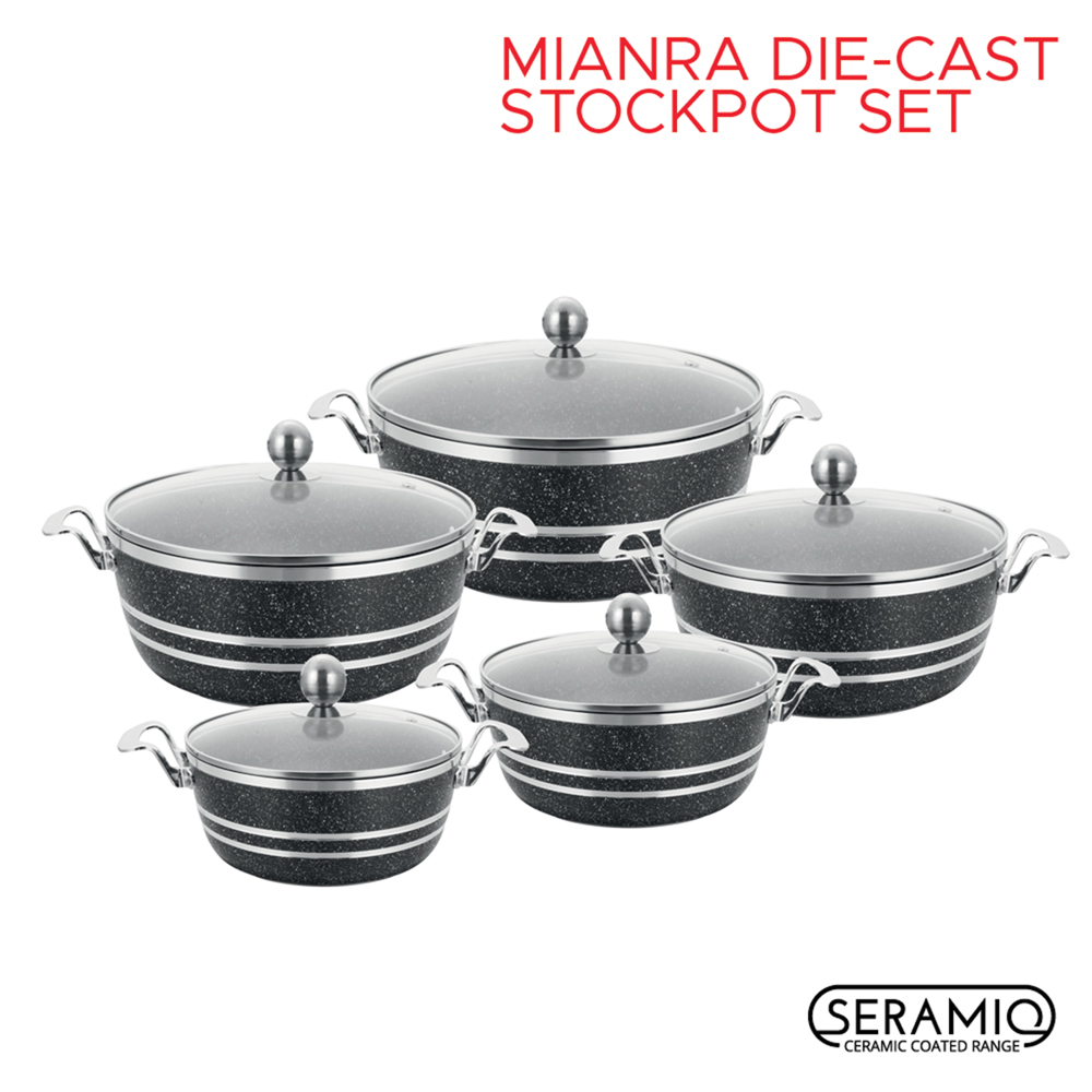 SQ Professional - Mianra Die-cast Stockpot Set 4pc Enstatite Black