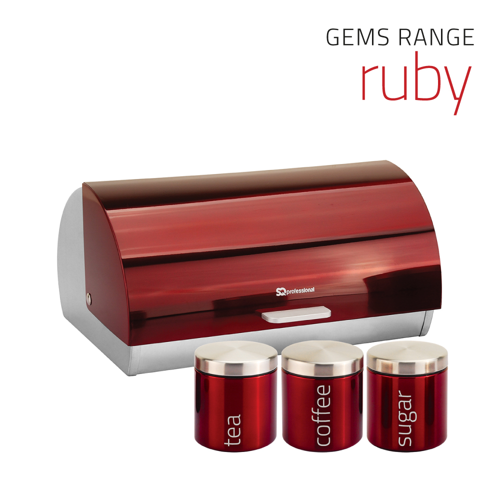 SQ Professional - Gems Bread Bin w Canisters Ruby