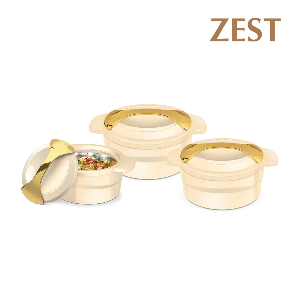 SQ Professional - Zest Insulated Casserole Set 3pc Gold 1.0-1.5-2.5L