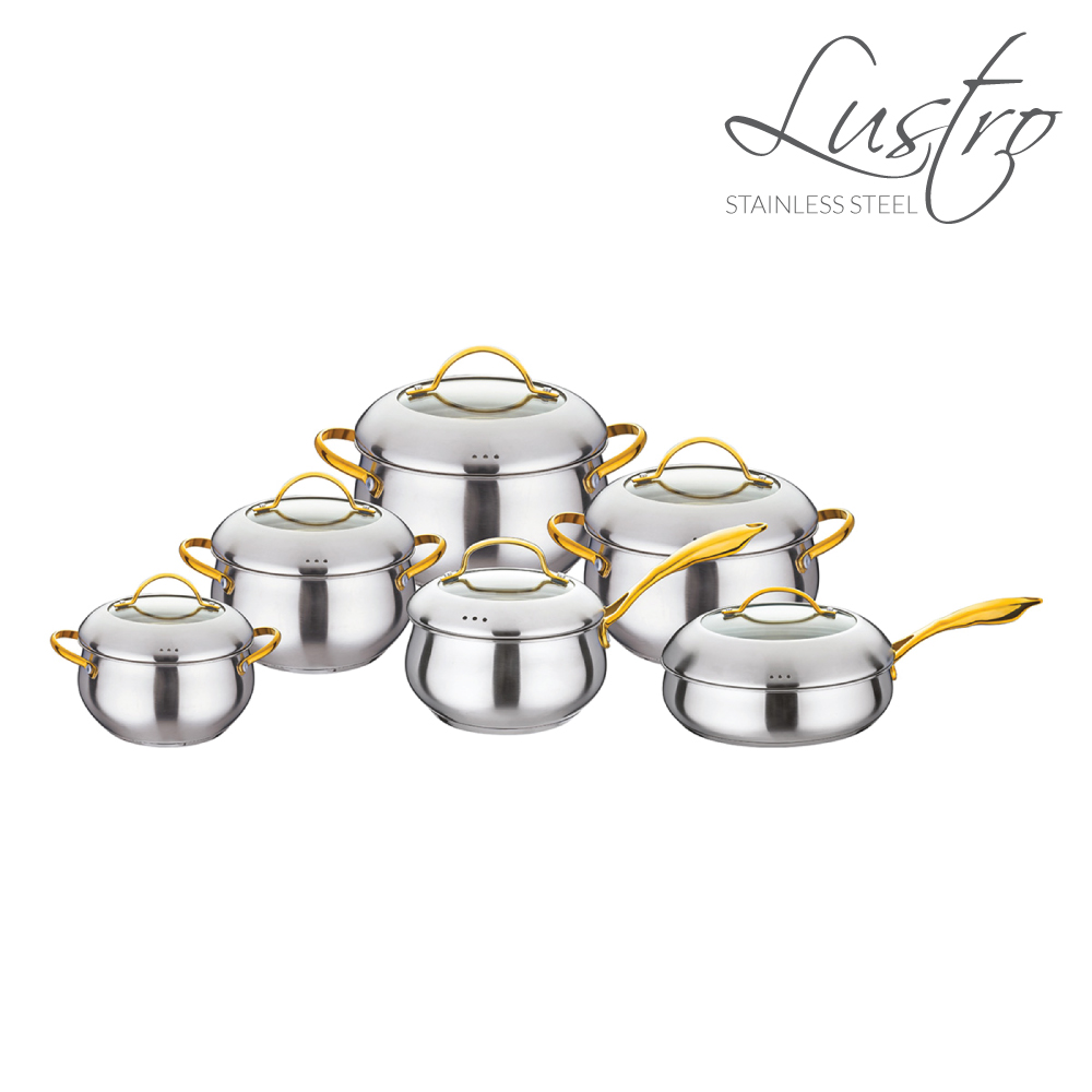 SQ Professional - Lustro Apple Stainless Steel Cookware Set 6pc Gold 