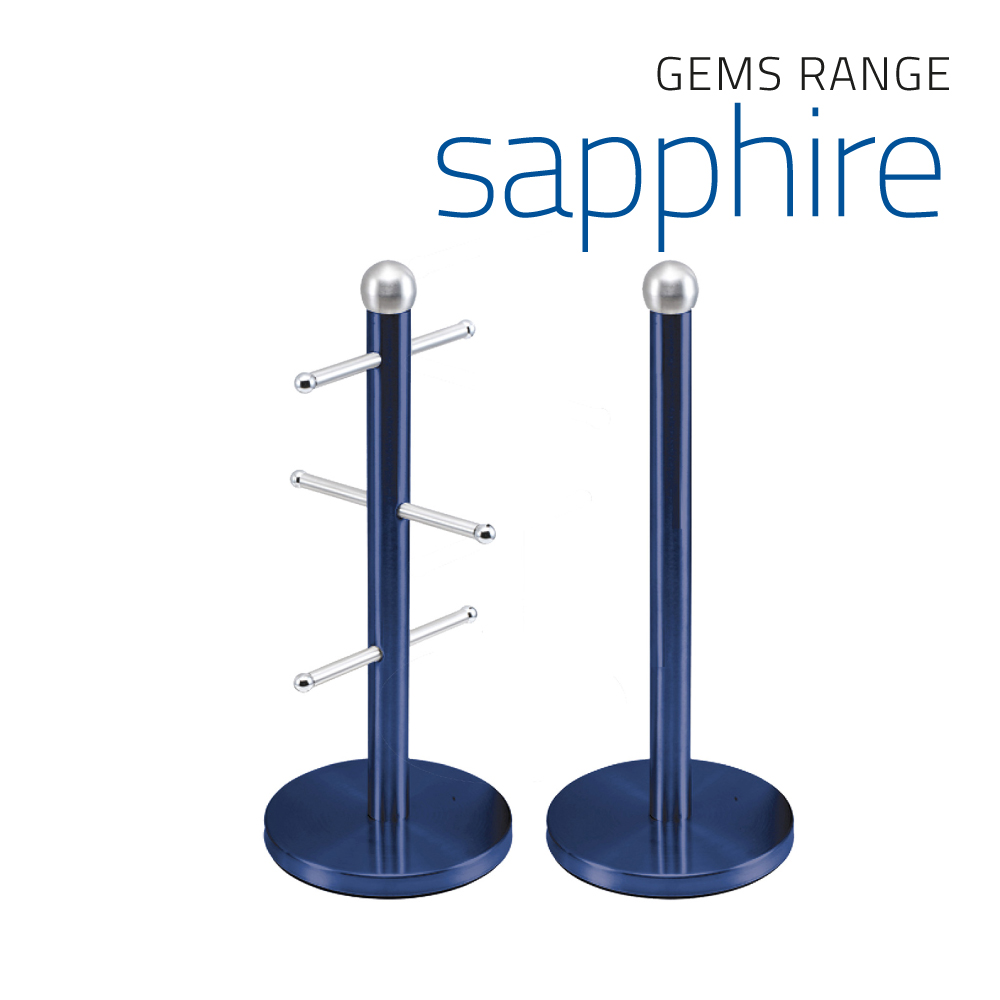 SQ Professional - Gems Kitchen Roll Holder & Mug Tree Sapphire