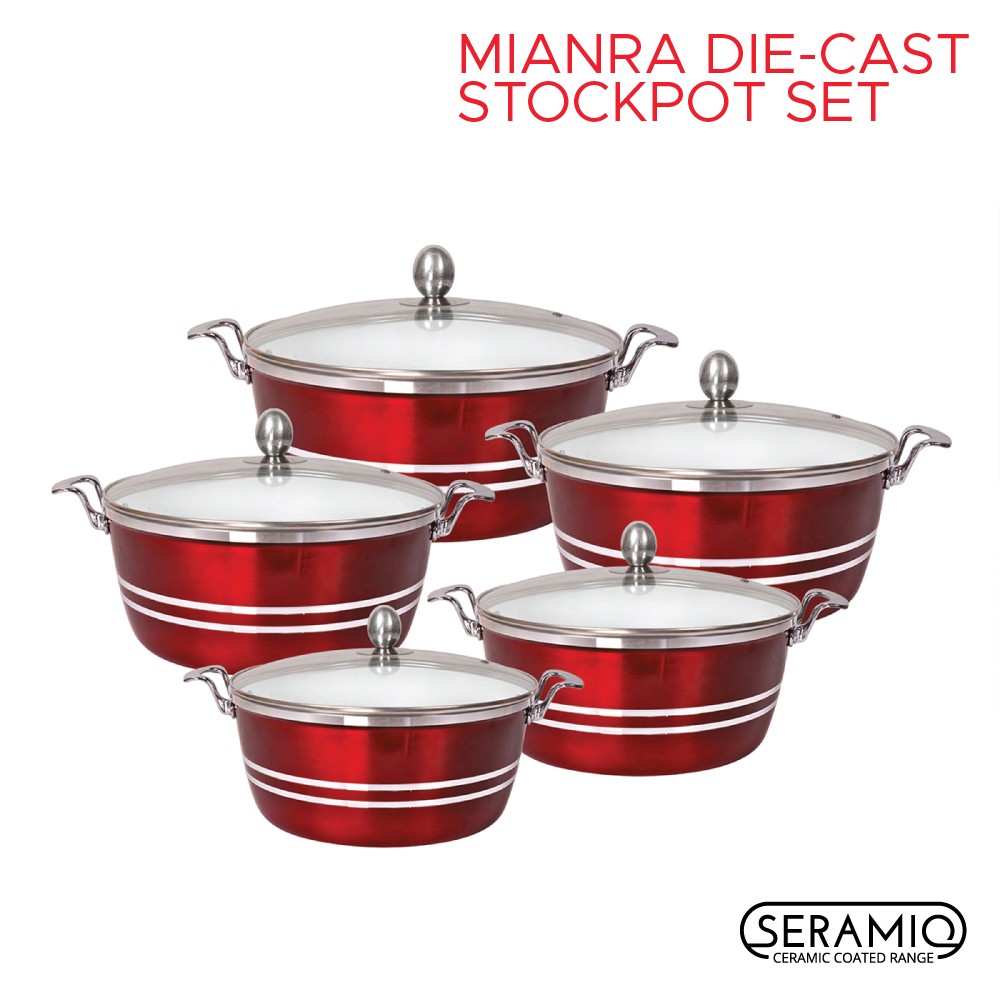 SQ Professional - Mianra Die-cast Stockpot Set 5pc Ruby 