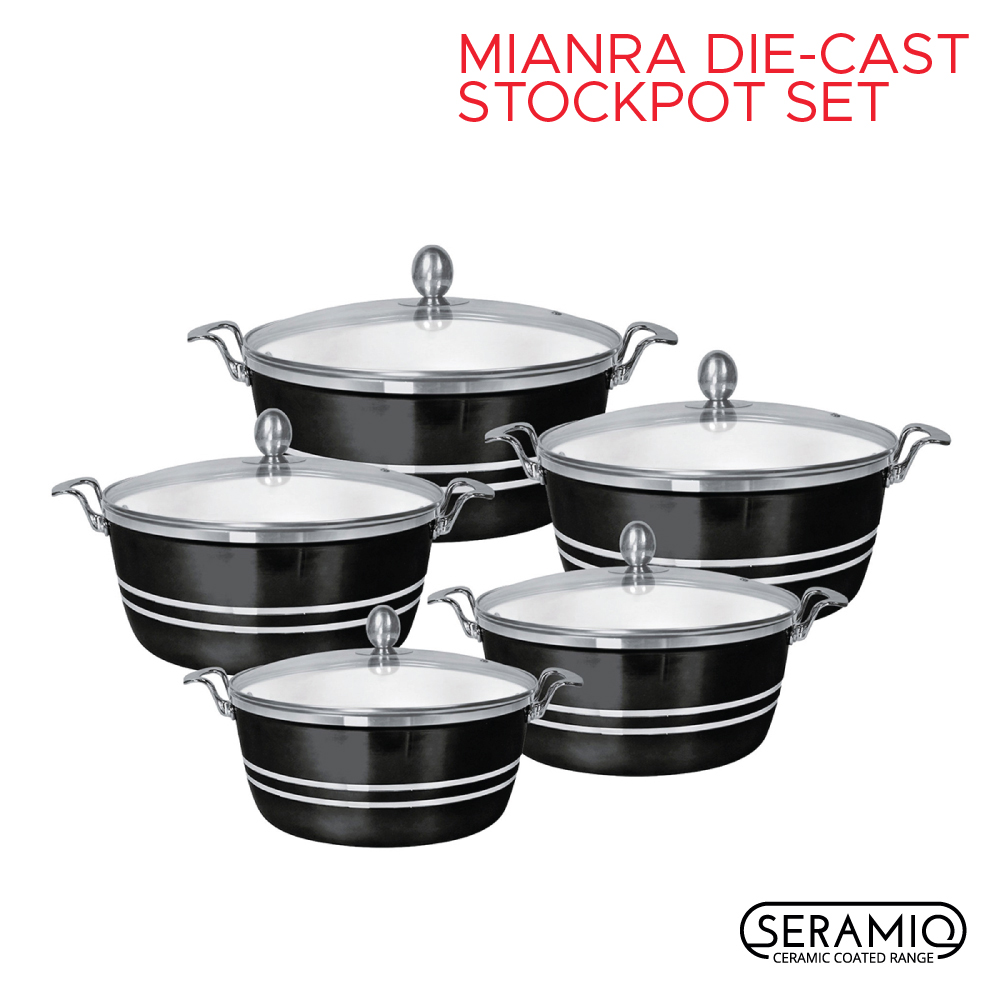 SQ Professional - Mianra Die-cast Stockpot Set 5pc Onyx