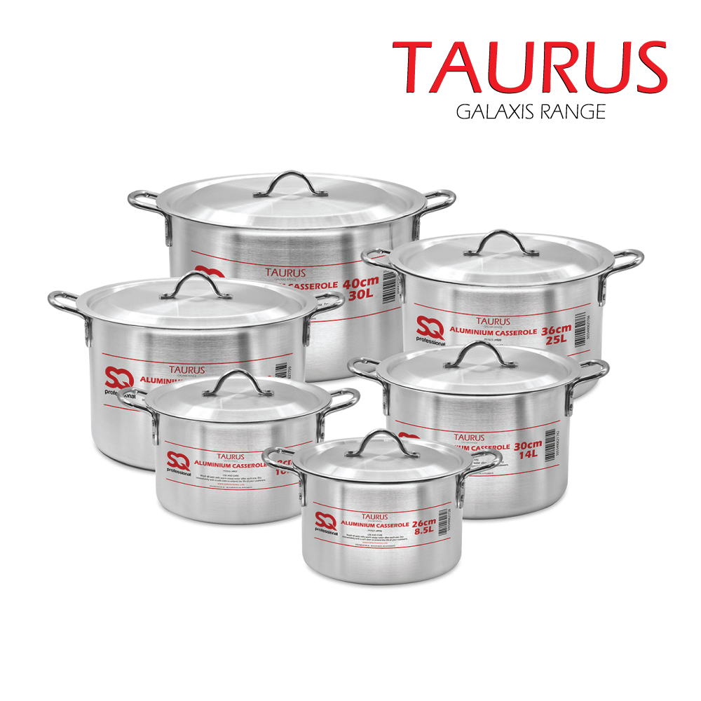 SQ Professional - Galaxis Aluminium Casserole Set 6pc Taurus 26-40cm