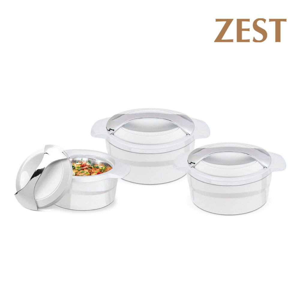 SQ Professional - Zest Insulated Casserole Set 3pc Silver 1.0-1.5-2.5L