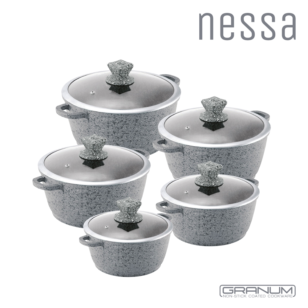 SQ Professional - Nessa Granum Die-cast Stockpot Set 5pc Serizzo