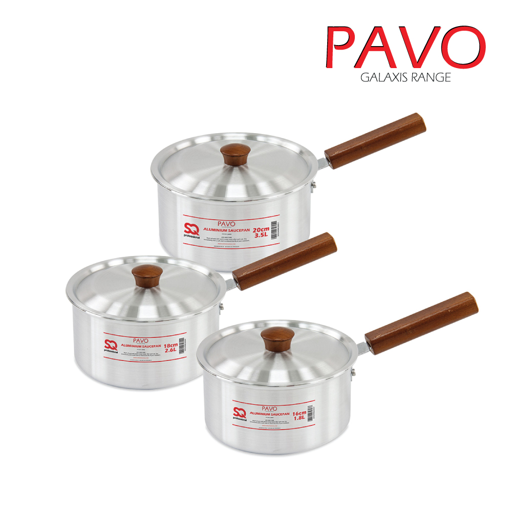 SQ Professional - Galaxis Aluminium Saucepan Set 3pc Pavo 16-20cm