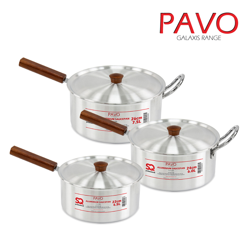 SQ Professional - Galaxis Aluminium Saucepan Set 3pc Pavo 22-26cm 