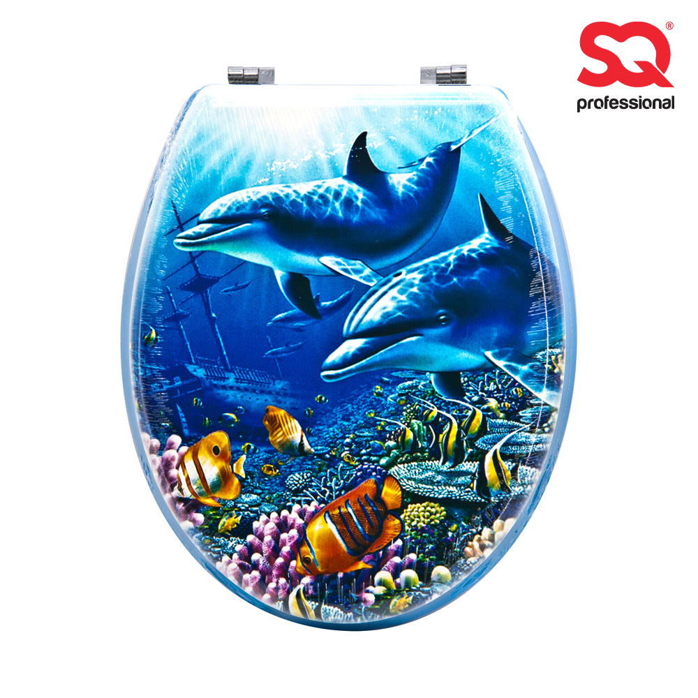 SQ Professional - MDF Toilet Seat Print Dolphins