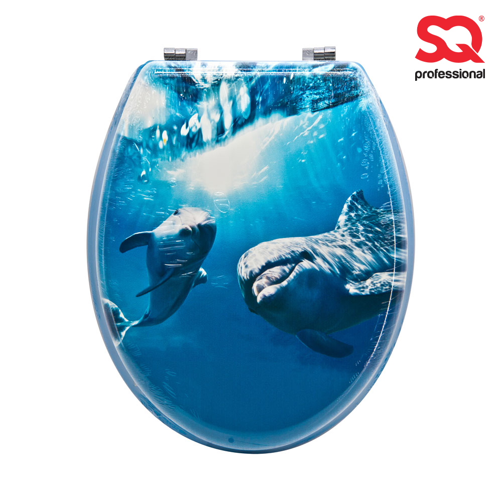 SQ Professional - MDF Toilet Seat Print Smiling Dolphins