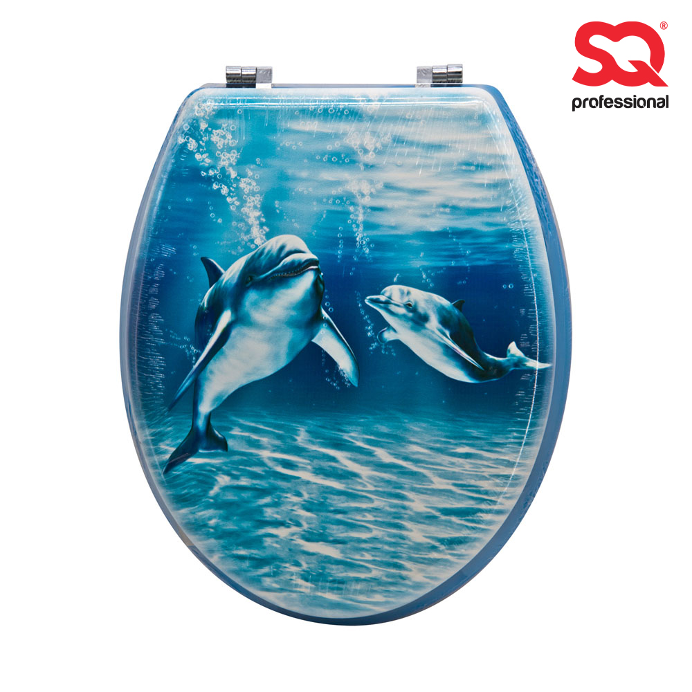 SQ Professional - MDF Toilet Seat Print Dolphin Family