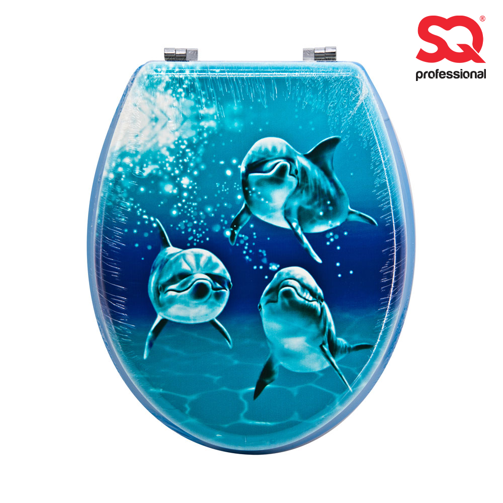 SQ Professional - MDF Toilet Seat Print Dolphin Trio